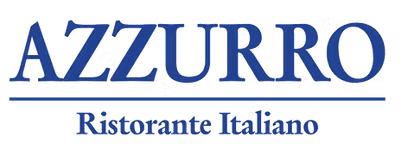 Azzurro Ristorante Italiano logo displayed in blue text on a light background.