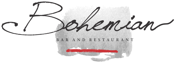 Bohemian Bar and Restaurant logo featuring elegant script typography and minimalist design.